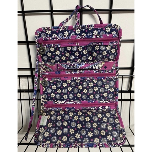 Vera Bradley Small Folded Jewelry Cosmetic Bag Purple Blue White Floral Paisley - Picture 7 of 8